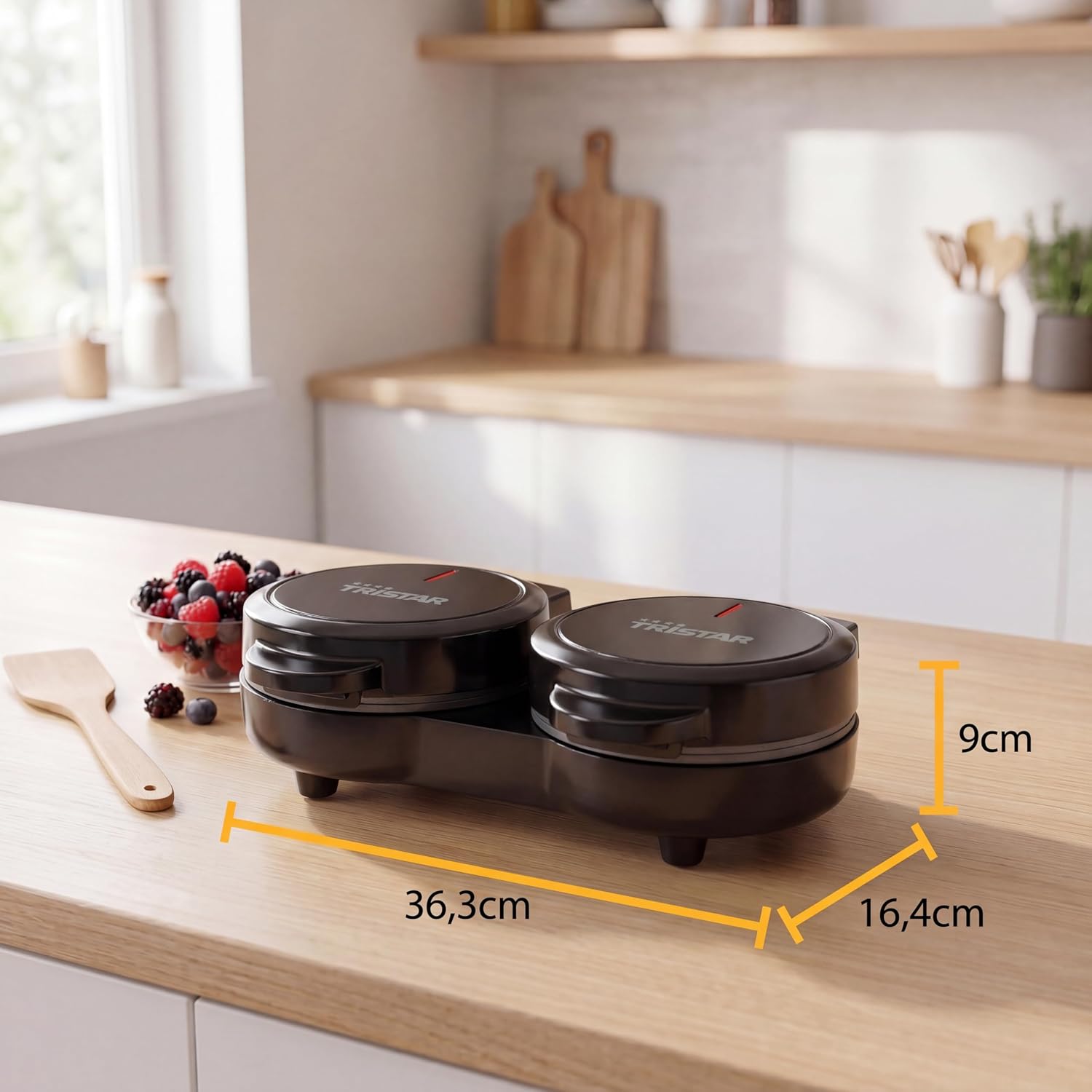 Detalle de Tristar Doppel-Mini-Waffeleisen WF-2115 – 2 Waffeln pro Durchgang, 1100 W Leistung