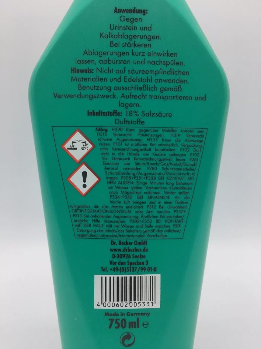 Detalle 2 de Dr. Becher 1532000 urinesteenverwijderaar voor de wc, vloeibaar, 750 ml