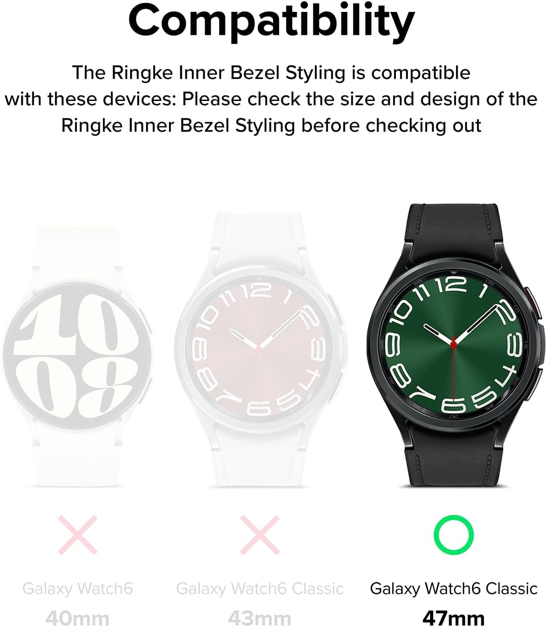 Detalle 2 de Ringke Inner Bezel Styling for Samsung Galaxy Watch 6 Classic 47mm (47-IN-02 ST) in Black