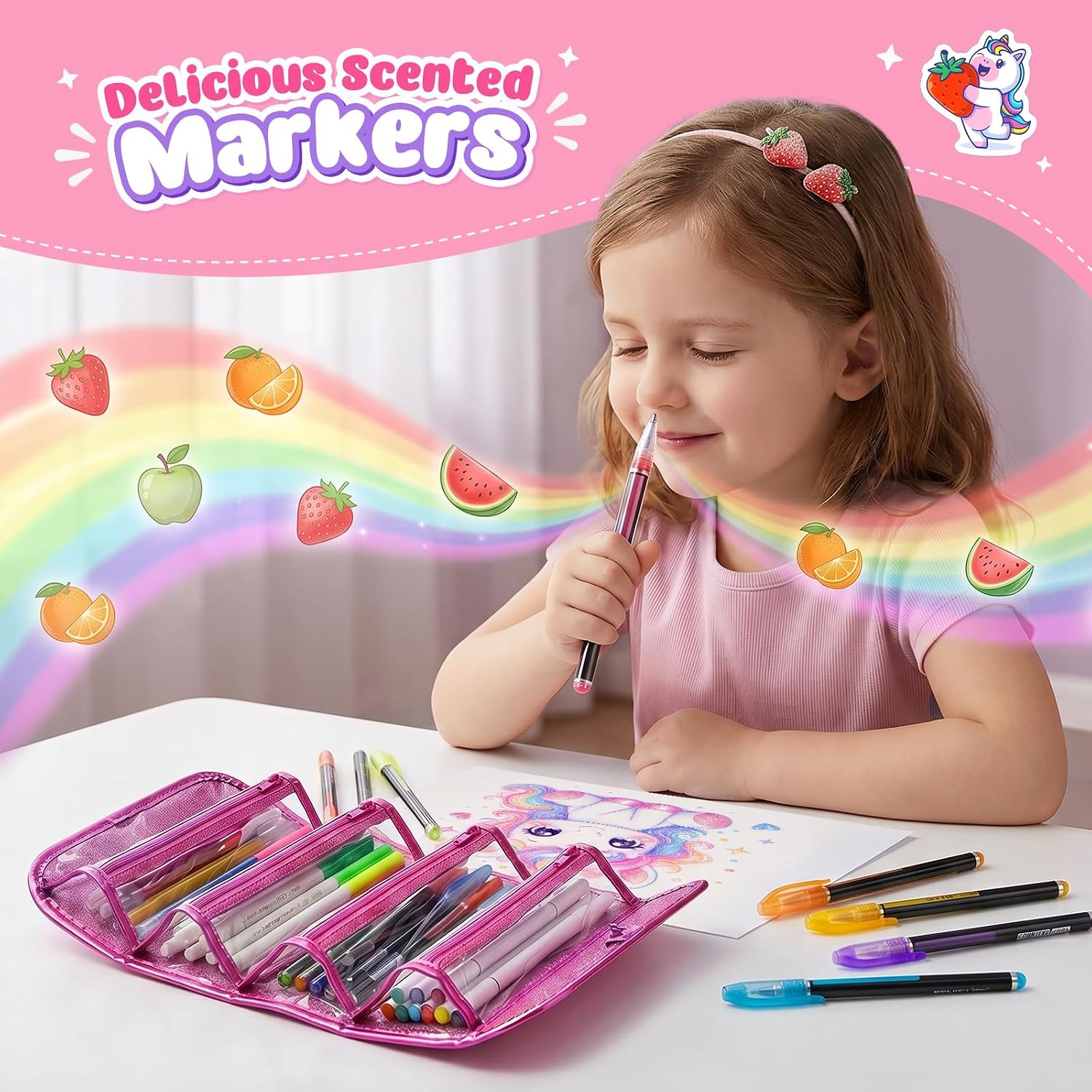 Detalle 2 de Hot Bee Christmas Unicorn Gifts for Girls 4–7, pencil case
