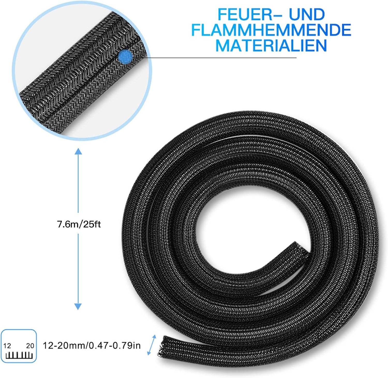 Thumbnail 6 de AGPTEK Kabelschlauch 13 mm – 7,6 m, selbstschließend für Kabelmanagement am Schreibtisch