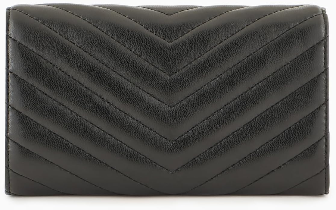 Thumbnail 4 de Armani Exchange Chaîne pour Femme – Portefeuille en cuir matelassé noir avec logo en relief