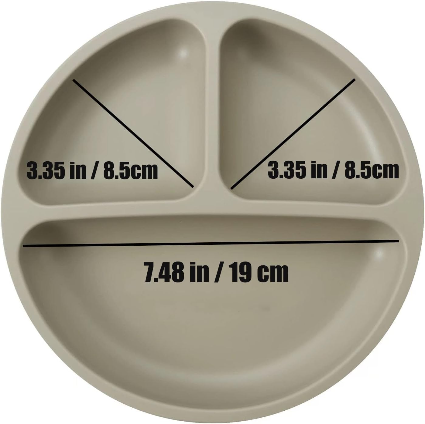 Detalle de PandaEar baby-plates siliconen zuigborden voor baby’s, set van 3 met vakken en deksels