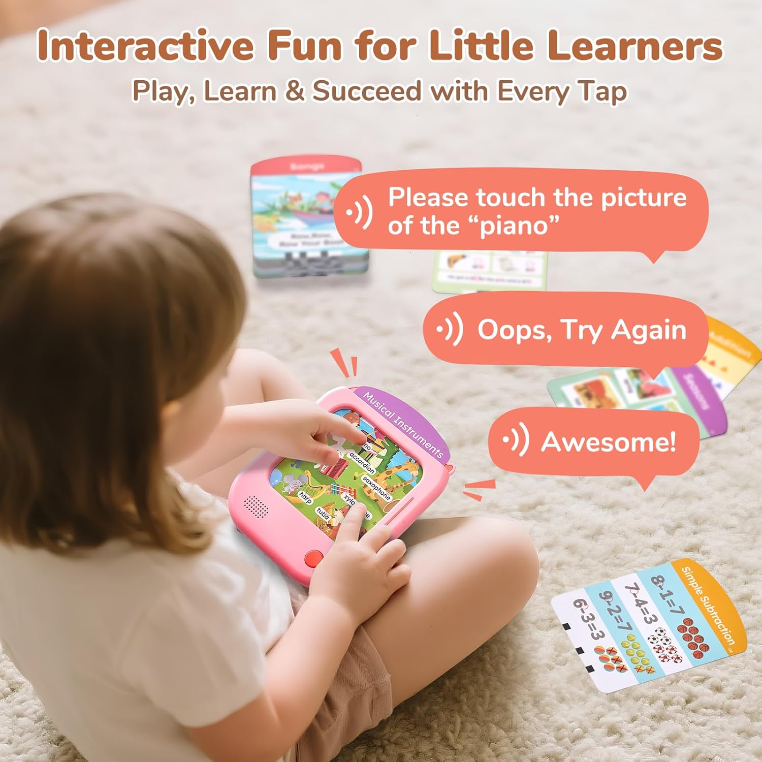 Thumbnail 5 de JoyCat Kids Learning Tablet: 156 Tap-to-Read Flash Cards for Ages 2–6