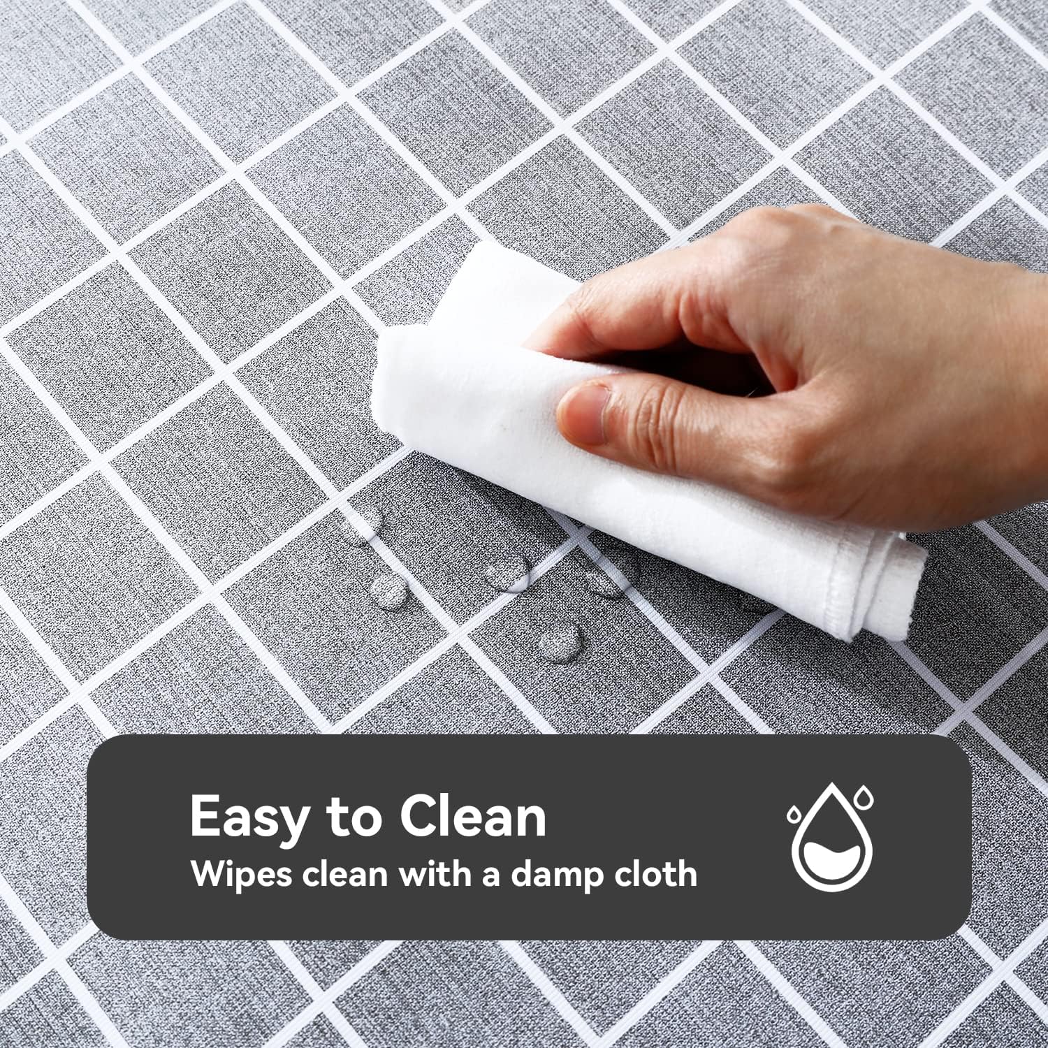Thumbnail 1 de Romanstile Rectangle Vinyl Tablecloth (Waterproof, Oil-Proof) — Heavy-Duty Wipeable PVC Cover, Grey, 54 x 78 Inch