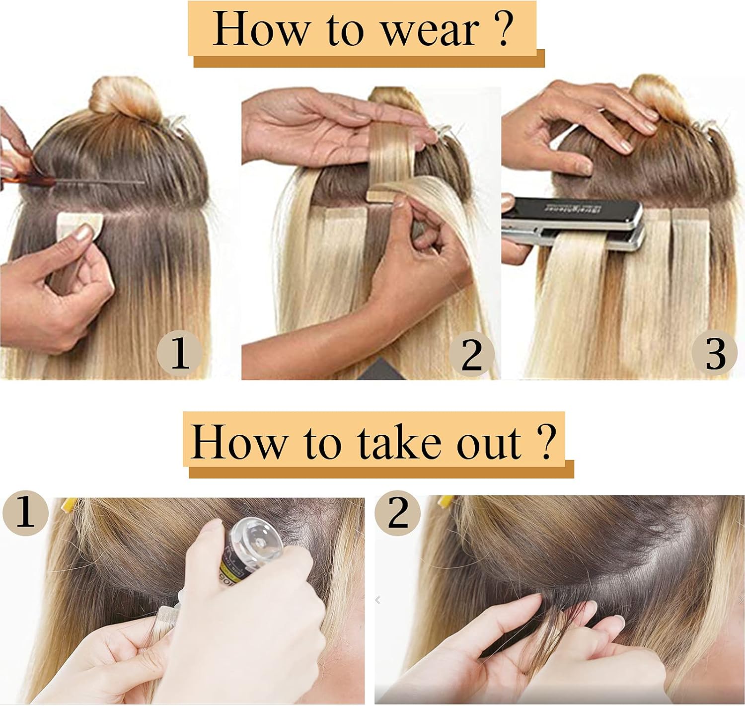 Thumbnail 6 de SEGO Extension Adesive Capelli Veri Biadesivo Tape Extensions 40 fasce/Set 100% Remy Hair (45 cm, 24 Biondo Naturale) senza clip