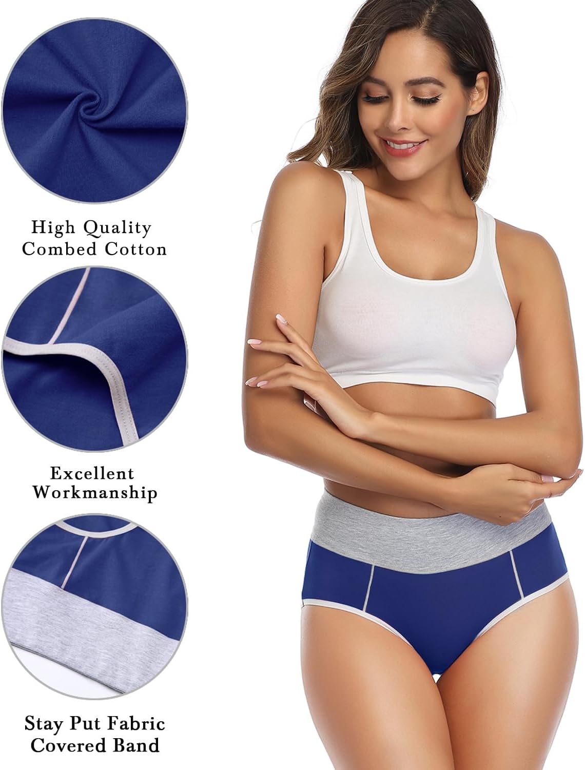 Thumbnail 4 de wirarpa Women’s Cotton High-Waist Stretch Briefs, Soft Full-Coverage Underwear (5-Pack)