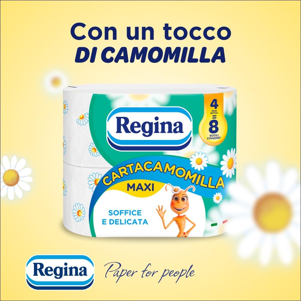Detalle de Regina Cartacamomilla: 60 rotoli di carta igienica a 3 veli, morbidezza e profumo delicato (FSC)