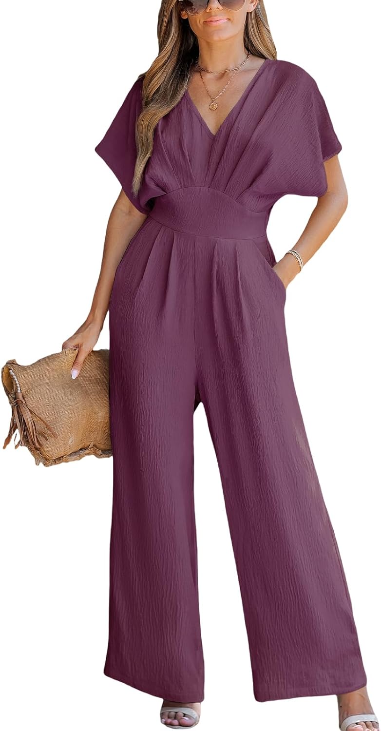Thumbnail 5 de CUPSHE Combinaison Femme Chic Col V Jambes Larges avec Poches – fluide et idéale pour travail ou soirée