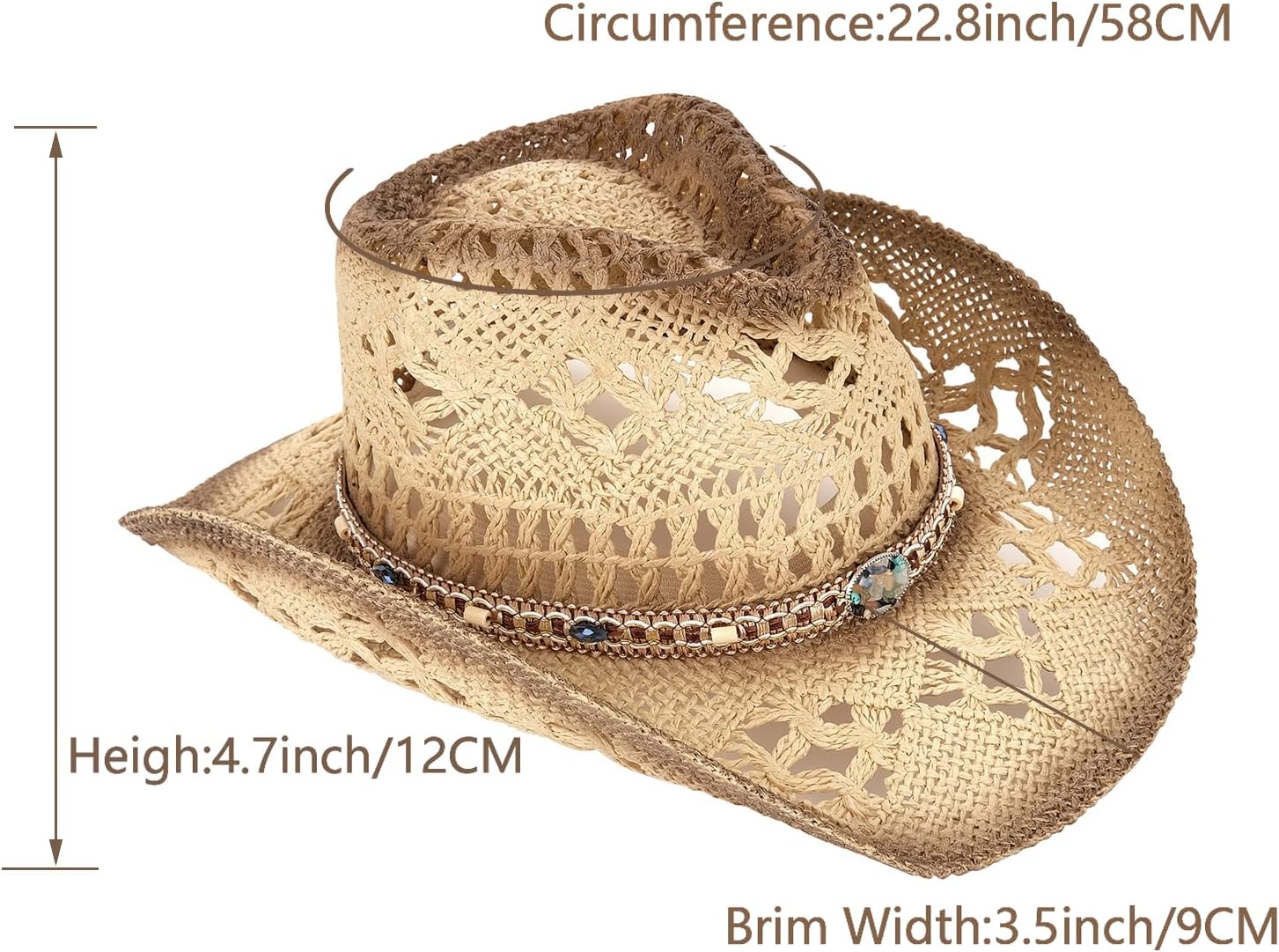 Thumbnail 4 de Foeran Straw Cowboy Hat with Two Bands