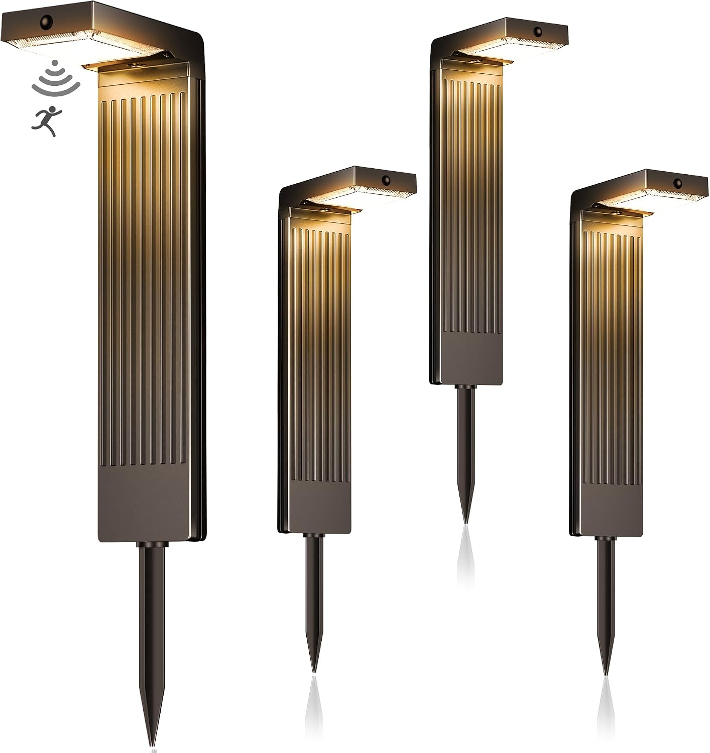 Detalle de iseeway Solarleuchten Außen-Set (4 Stück) mit Bewegungsmelder, 400 lm, Farbwechsel 3000K/6500K, IP65