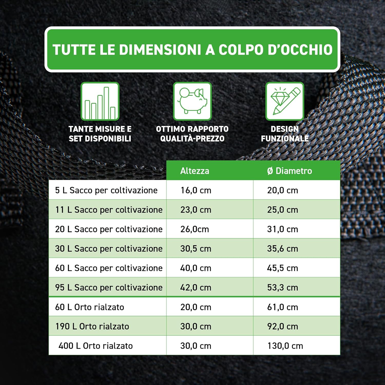 Thumbnail 4 de GardenMate set da 1 sacco per piante in tessuto non tessuto da 400 L, Ø 130 cm e altezza 30 cm per orto rialzato