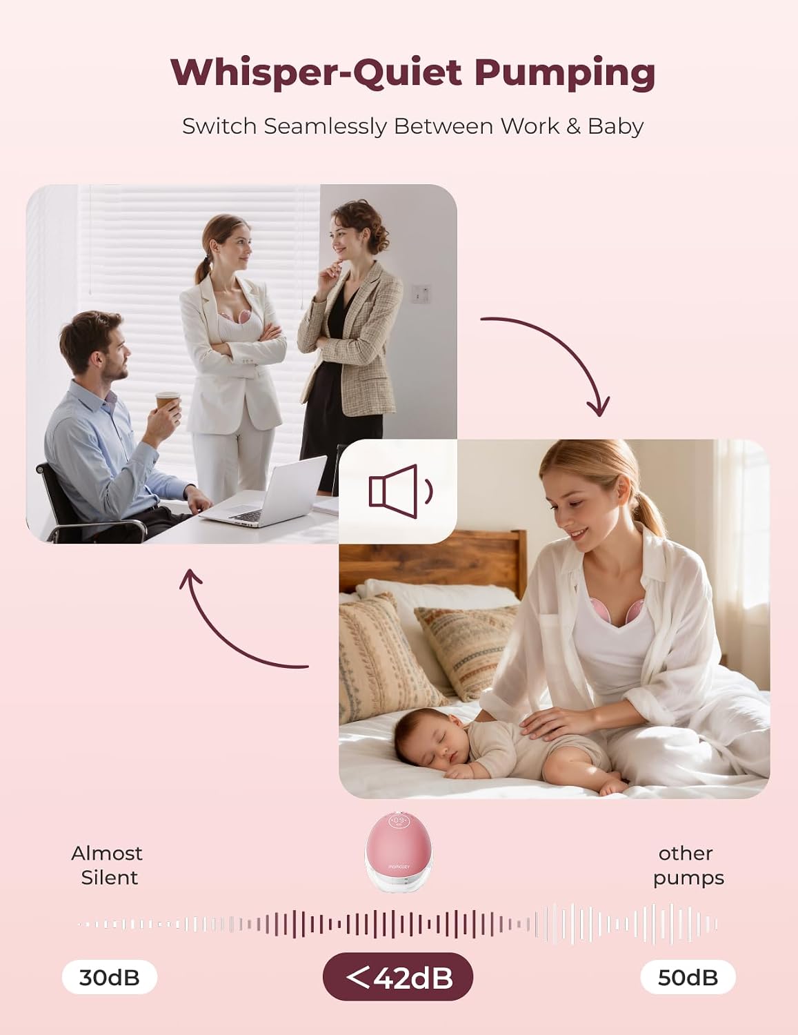 Thumbnail 5 de Momcozy Hands Free Breast Pump Mobile Flow M9 Upgrade (Cozy Red, 24mm) – App-Controlled, Wearable