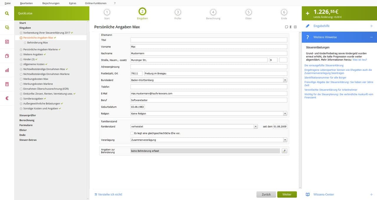 Detalle 2 de QuickSteuer 2023 (für Steuerjahr 2022) | Private Steuererklärung – Download mit Aktivierungscode