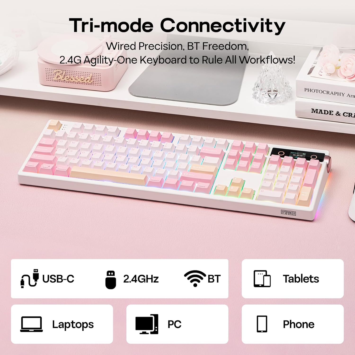 Thumbnail 4 de EPOMAKER TH108 PRO Full-Size Mechanical Keyboard with Screen & Knob