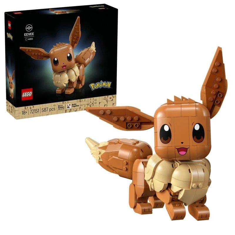 Detalle de LEGO Pokémon Eevee 72151: 587 piezas para construir y exponer a Eevee en 3D