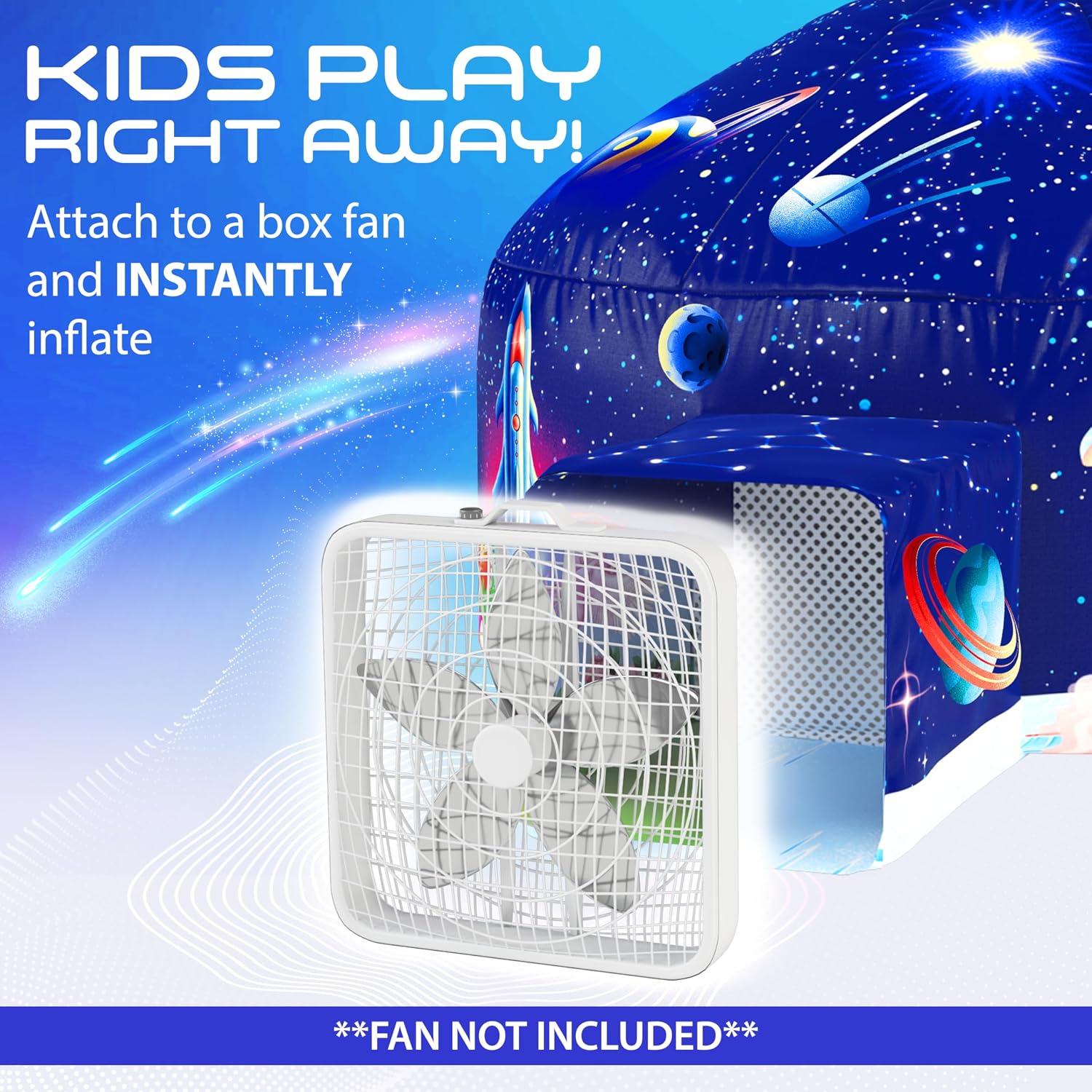 Thumbnail 1 de Winston & Olive Galactic Aerodome with LED Lights Inflatable Space Fort for Kids (Ages 3–12) — Fan Not Included