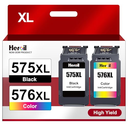 Detalle de Heroil PG-575 CL-576 XL: Cartucce d'inchiostro di ricambio 2-Pack per Canon PIXMA TS3550i/TS3551i/TS3750i/TR4750i (Nero + Colore)