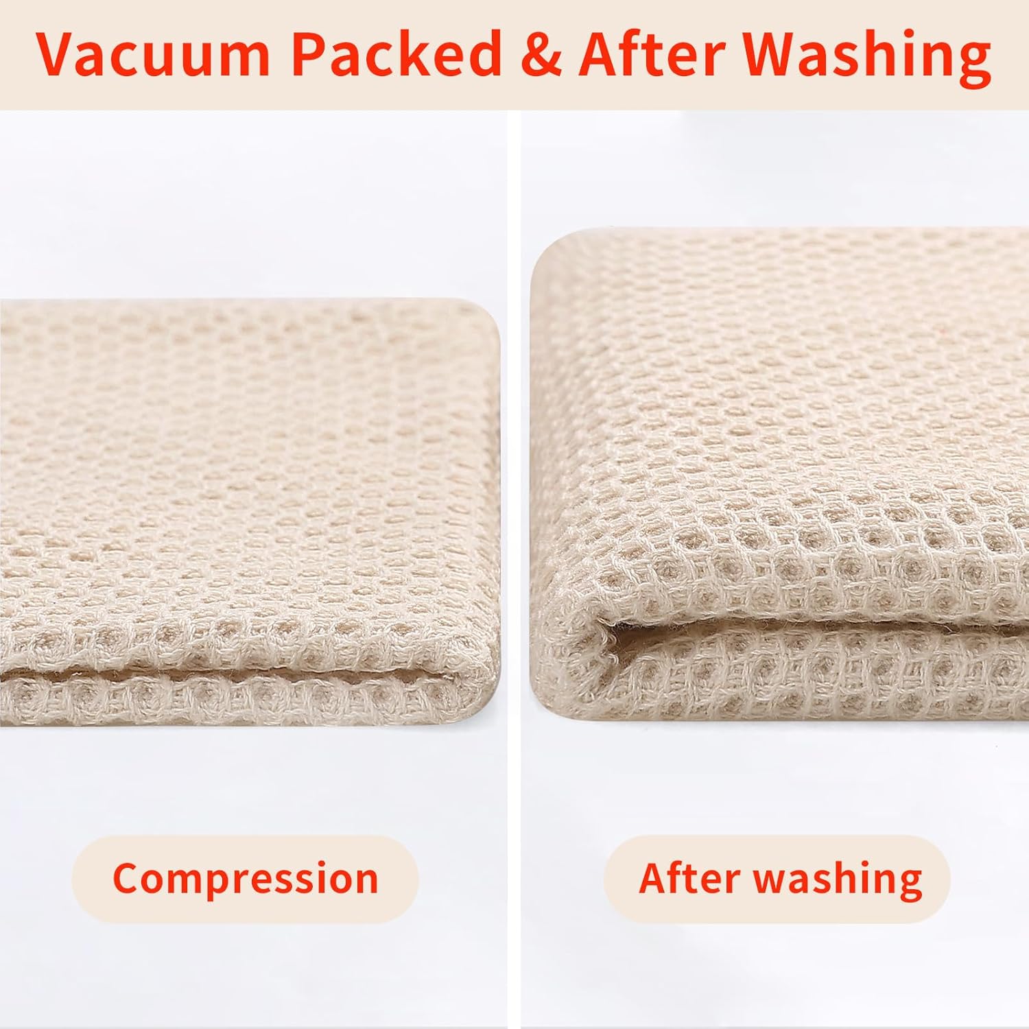 Thumbnail 6 de Homaxy 100% Cotton Waffle Weave Dish Cloths – 12x12 Inches, Beige, 6-Pack