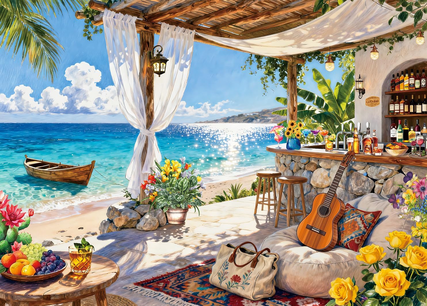 Detalle de Puzzles 1000 Pieces for Adults: Island Bar 1000 Piece Puzzle