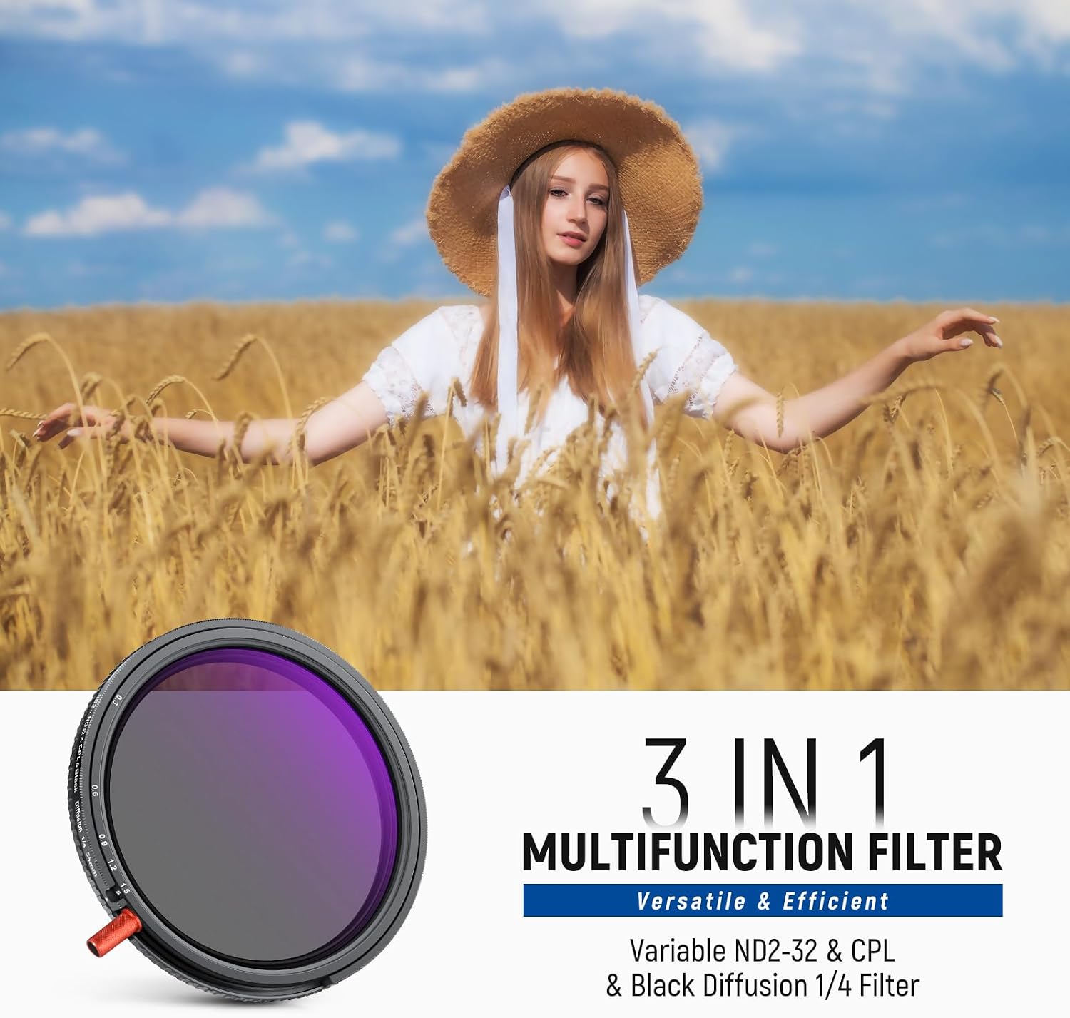 Detalle 2 de NEEWER 58mm Variable ND Filter 1–5 Stops