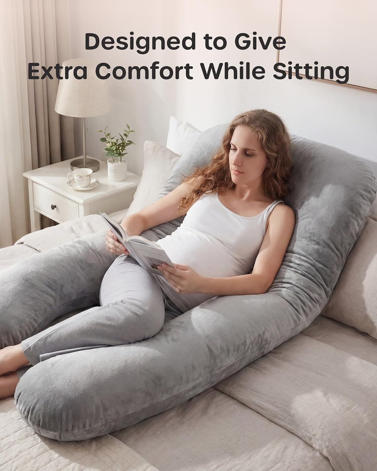 Detalle de Nuliie Pregnancy Pillow U‑Shaped for Maternity Support