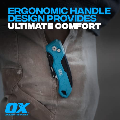Detalle de OX Tools P224301 Pro Heavy Duty Fixed Blade Folding Knife, Blue / Black