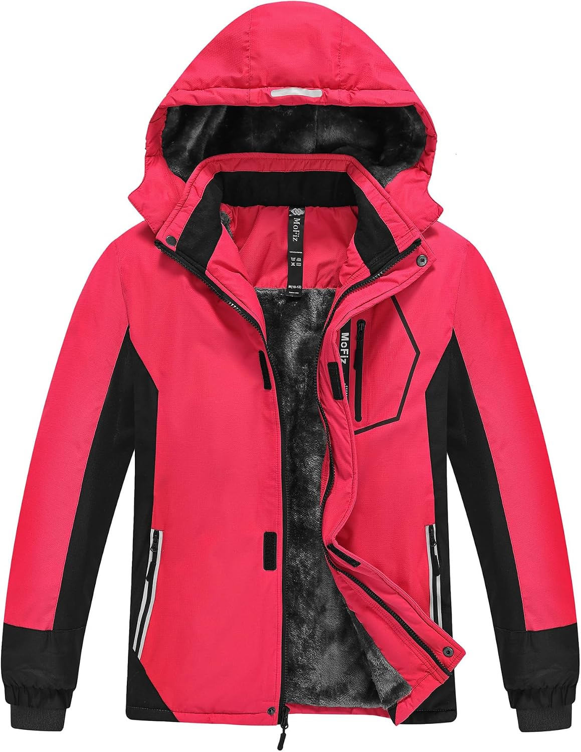 Detalle de MoFiz Boys' Snowboarding Jacket, Waterproof Fleece-Lined Hood