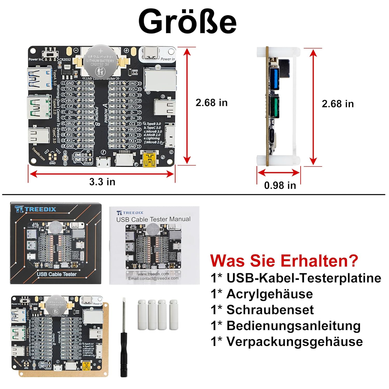 Thumbnail 6 de Treedix USB-Kabeltester für USB‑C, USB‑A, USB‑B, Micro/Mini und Lightning-Kabel