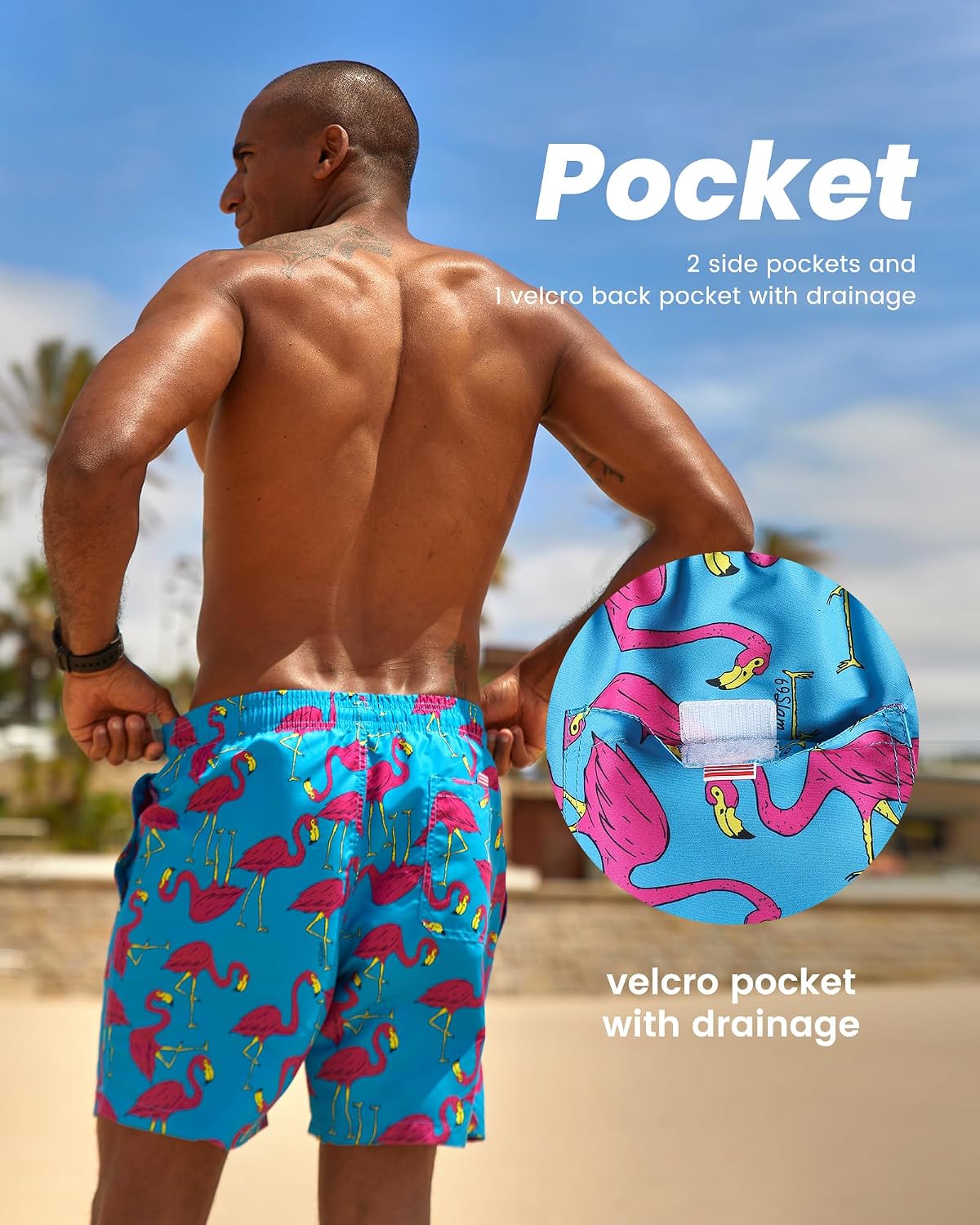 Detalle 2 de MaaMgic men’s quick-dry swimming shorts with mesh lining and drawstring waist