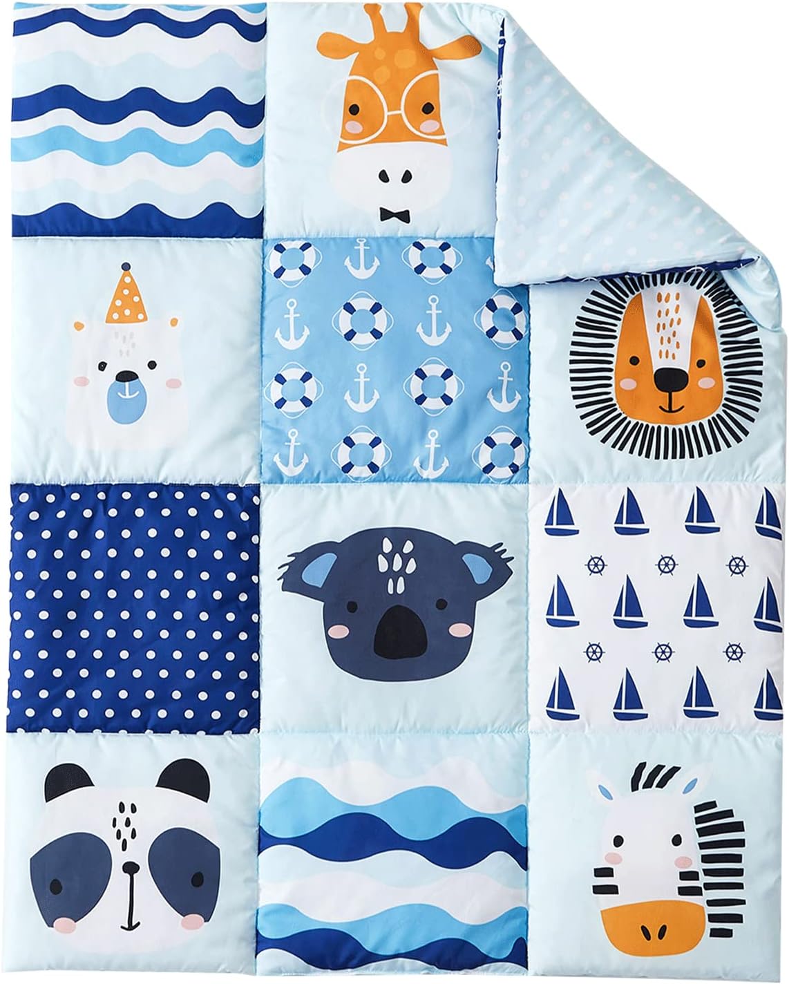 Thumbnail 1 de beeweed animal-themed baby & toddler blanket quilt (84x107cm) – panda, giraffe, koala, zebra