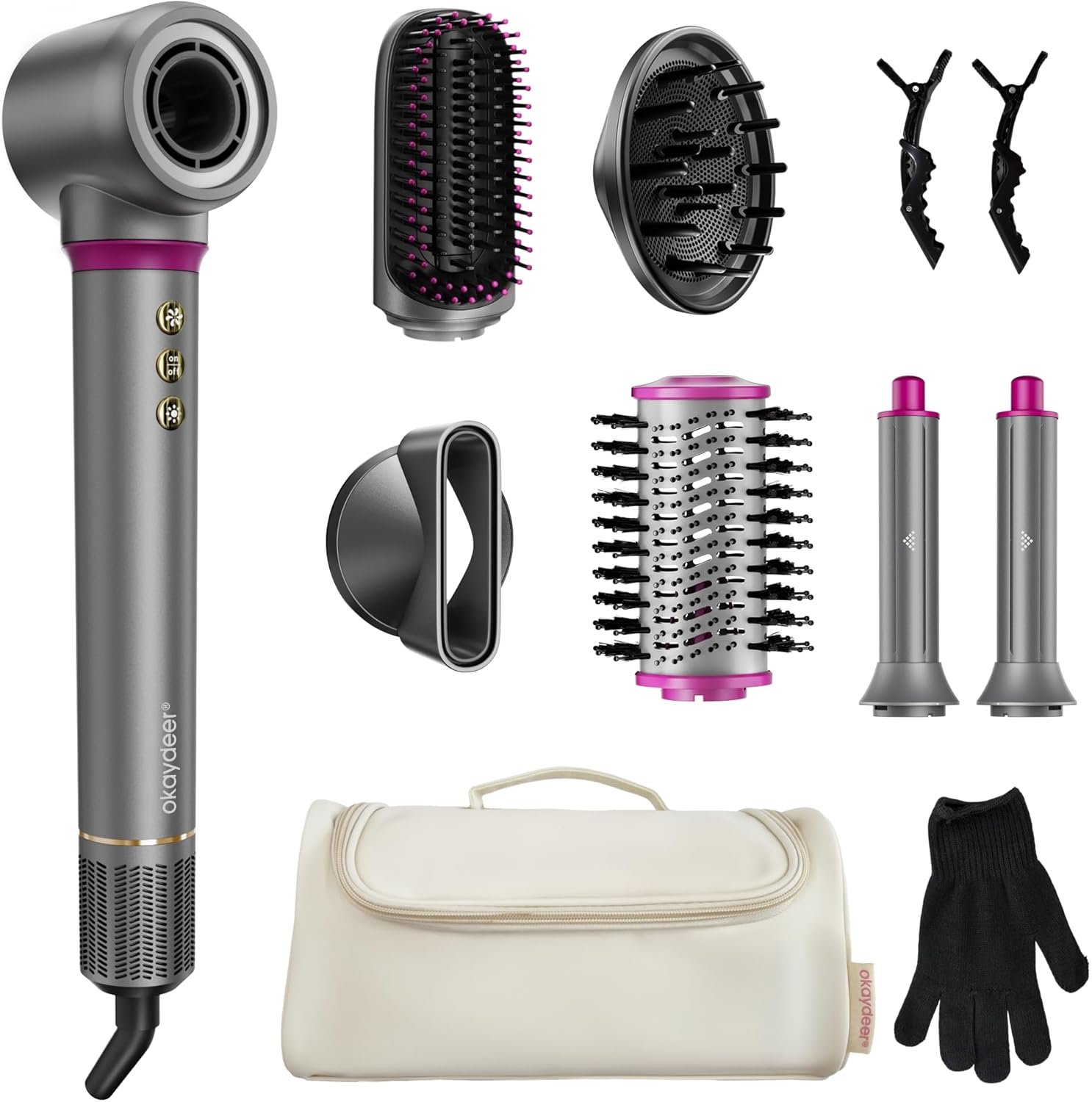 Detalle de okaydeer 7-in-1 Hairstyler Airstyler Lockenstab 1,0 kW