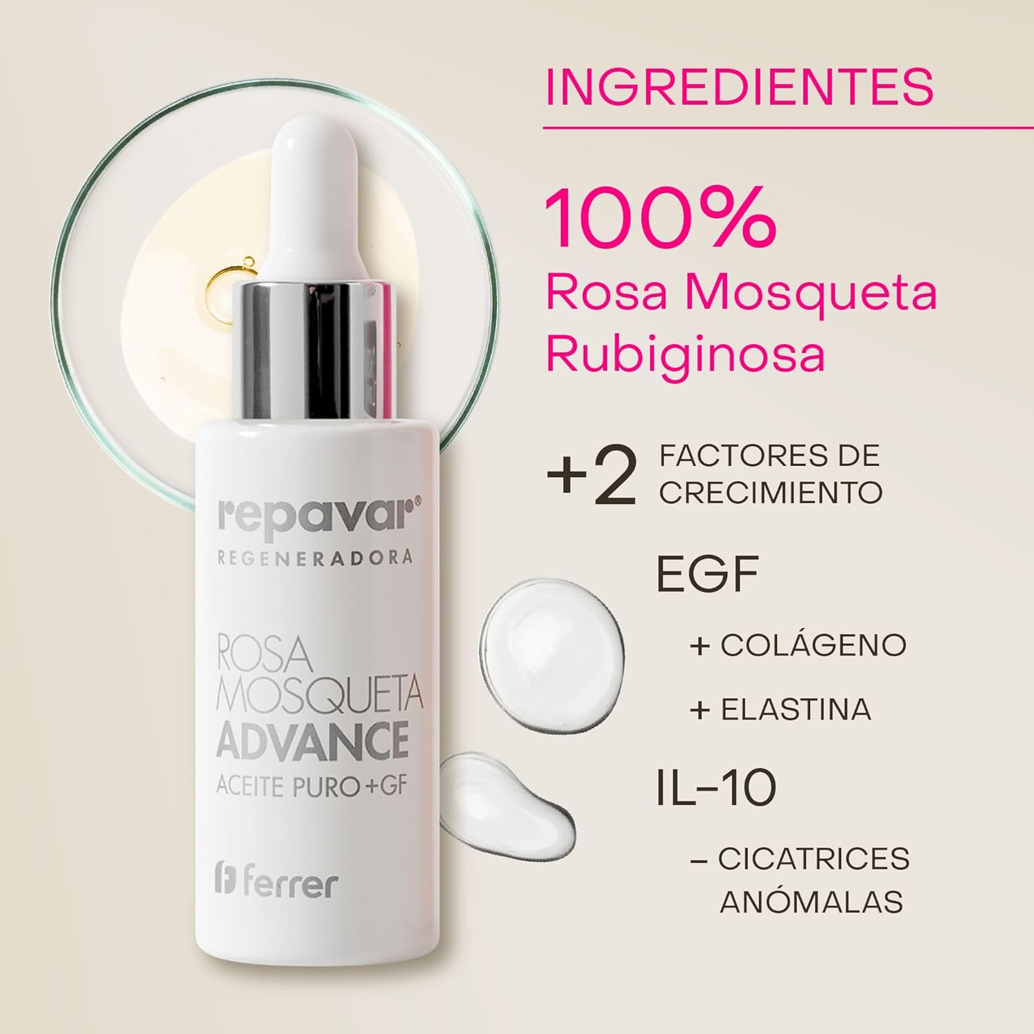 Detalle 2 de Repavar Aceite Rosa Mosqueta con 2 Factores de Crecimiento 🌹