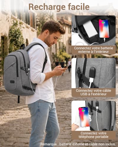 Detalle de Kono Sac à Dos Antivol pour PC 15,6'': sécurité et confort au quotidien