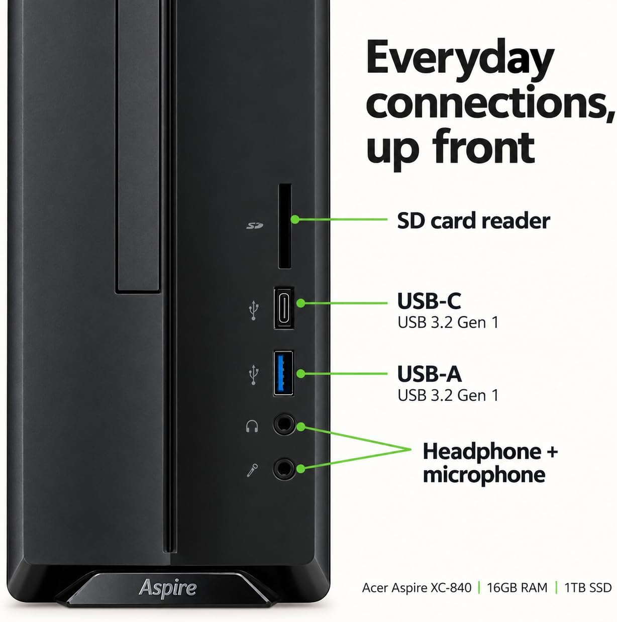 Detalle de Acer Aspire SFF Desktop 1TB PCIe SSD