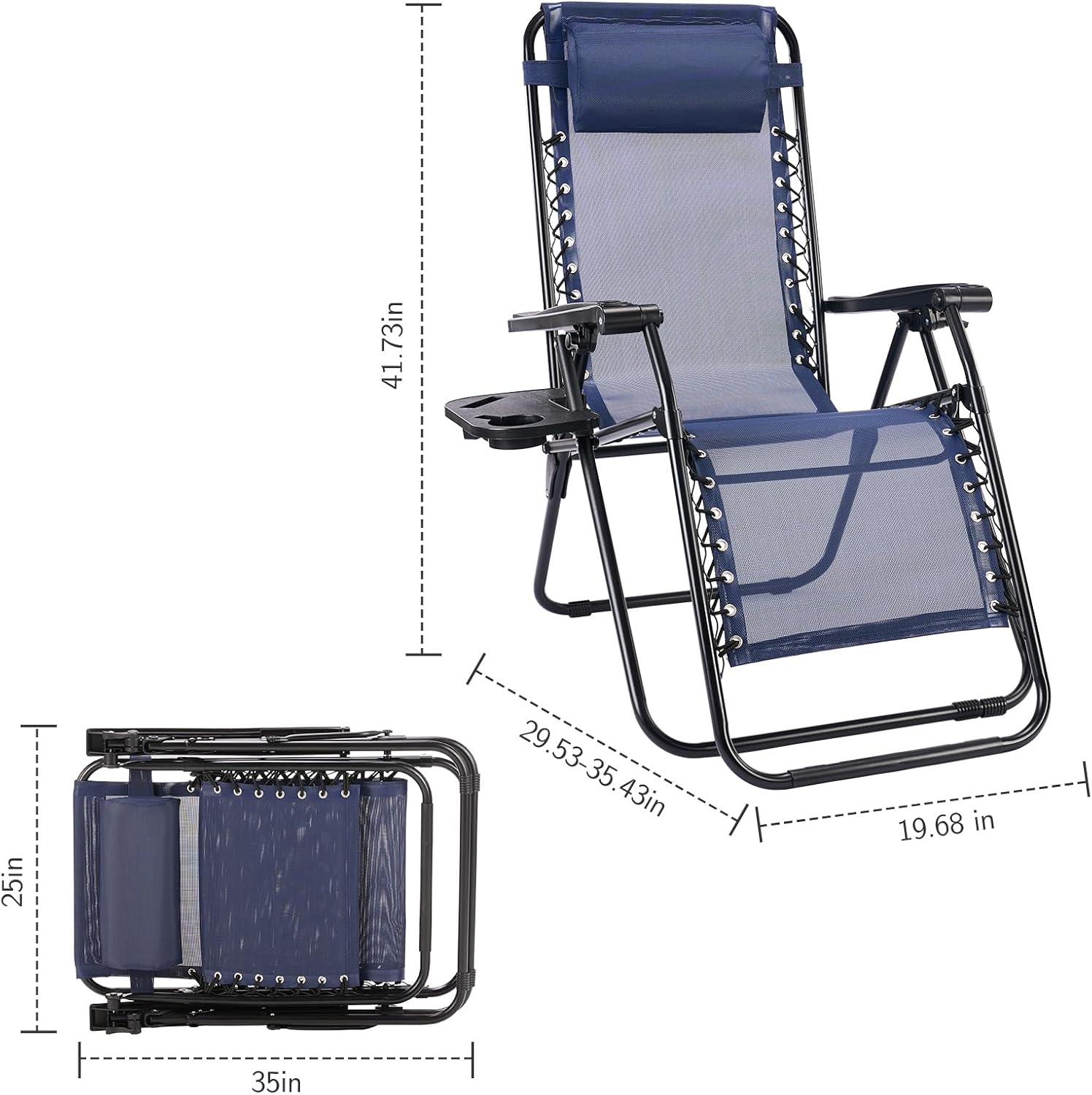 Detalle 2 de Sweetcrispy TY01NEBUF-MN Zero Gravity Chairs Set of 2, Folding Mesh Recliners
