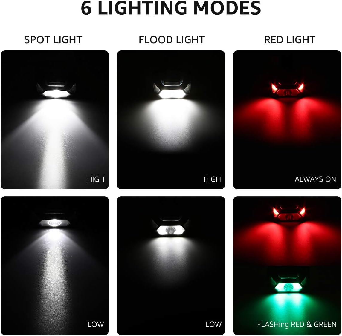 Thumbnail 1 de Lepro Stirnlampe Batterie C500 mit 1300 Lux LED XPG, 6 Lichtmodi und Rotlicht (IPX4)