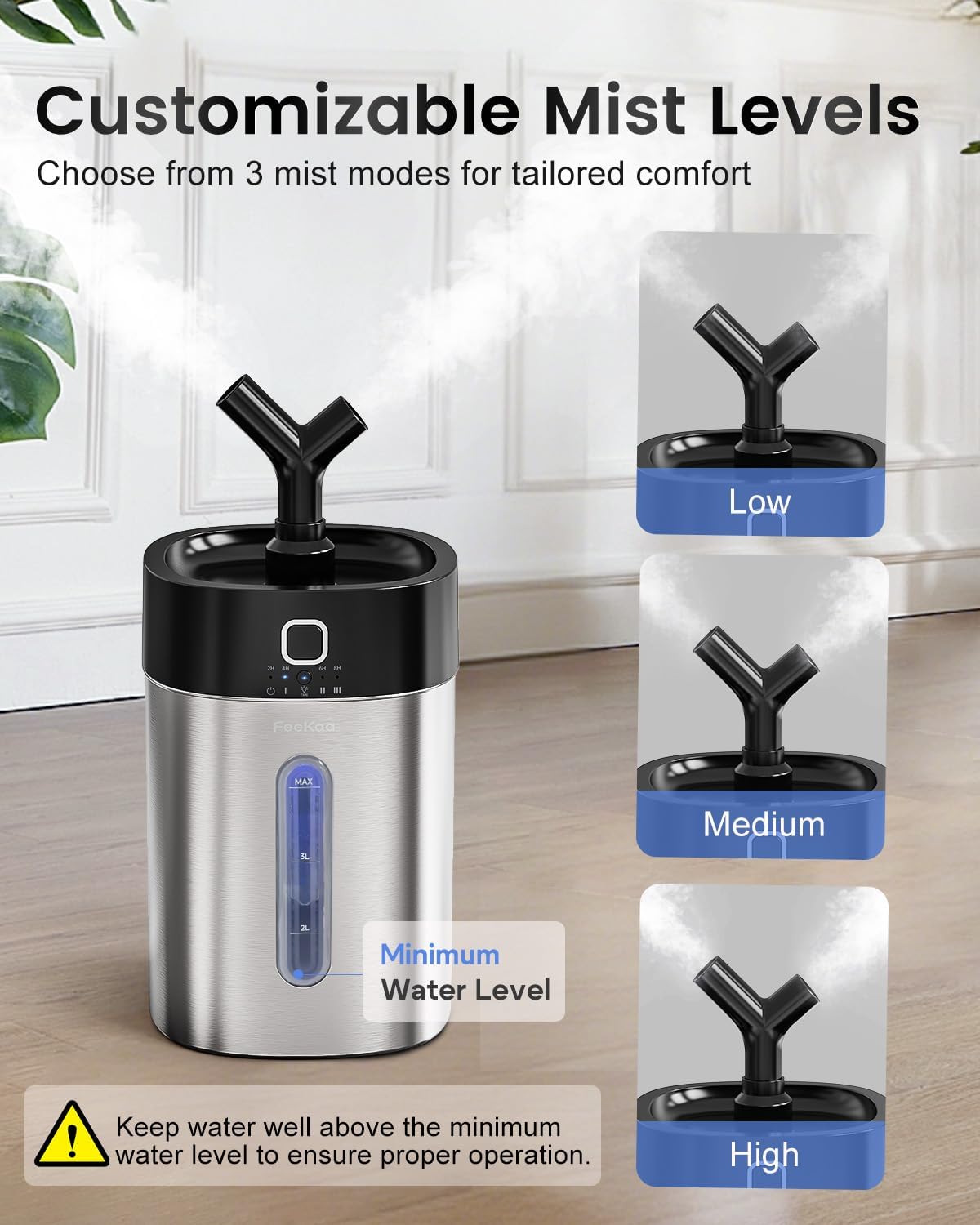 Detalle 2 de Feekaa Stainless Steel Humidifier 1Gal Easy Clean