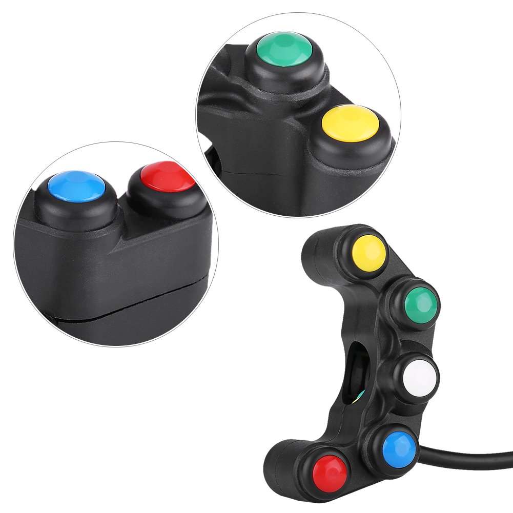 Thumbnail 6 de Keenso 5 in 1 Universal Motorcycle Handlebar Switch Set (22mm) with Headlight, Hazard, Brake, Fog Light and Horn