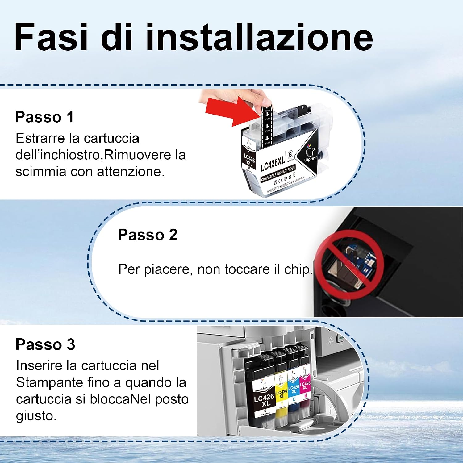 Detalle de Uiprint LC426XL LC 426XL: Cartucce d'inchiostro compatibili per Brother MFC-J4335DW/J4340DW/J4535DW/J4540DW – 4 pezzi (nero/ciano/magenta/giallo)