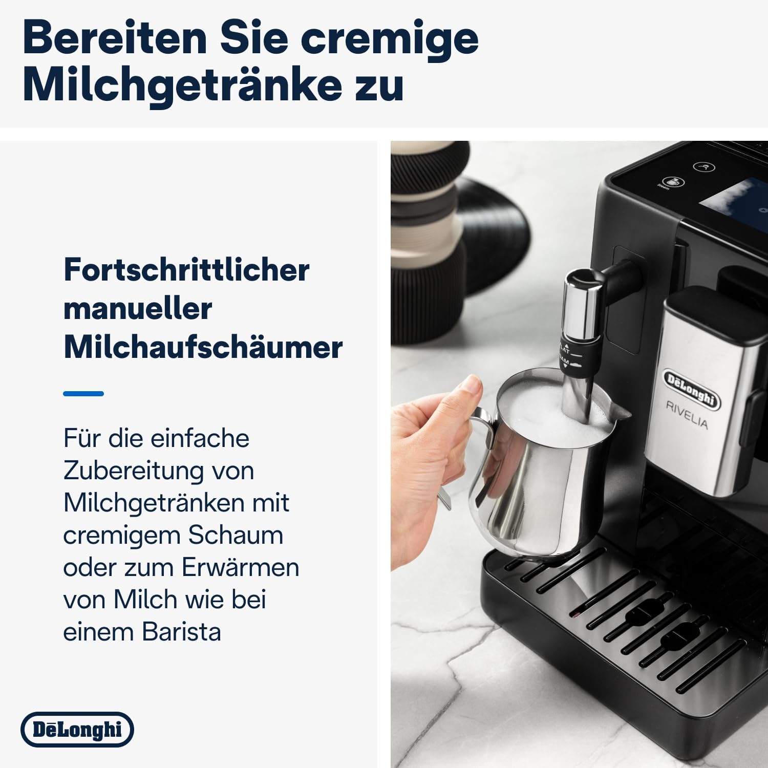 Thumbnail 4 de De’Longhi Rivelia EXAM440.35.B – Kaffeevollautomat mit Milchaufschäumer, 8 One-Touch-Getränke