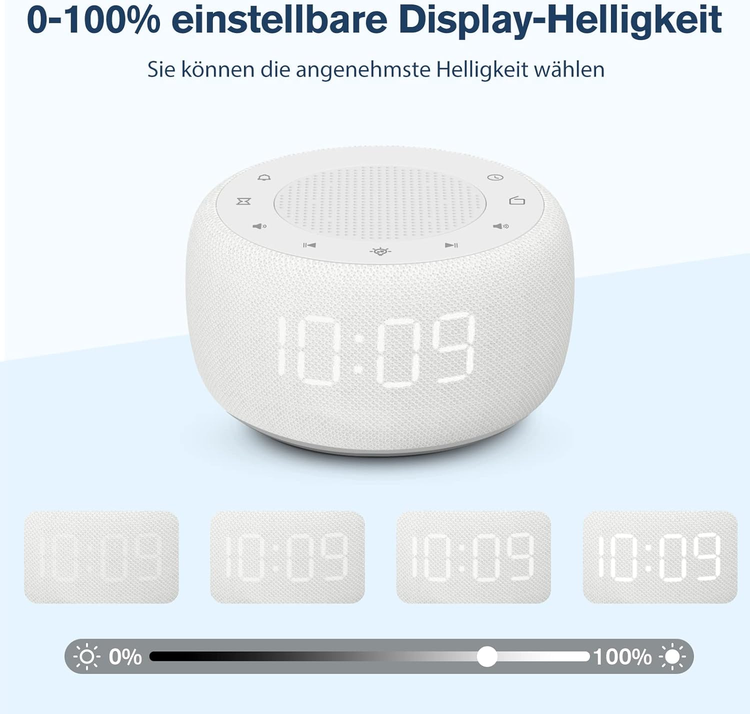 Thumbnail 4 de BUFFBEE Radio-réveil pour la chambre (blanc) : radio FM, veilleuse 7 couleurs et affichage dimmable