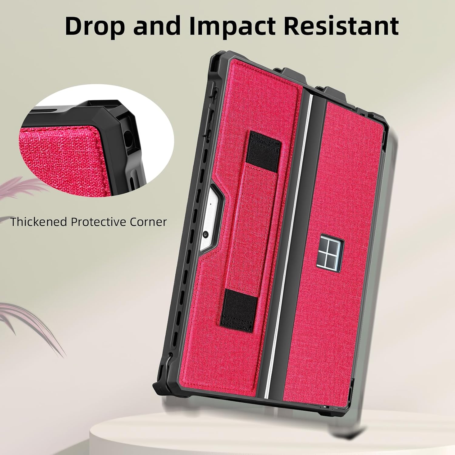 Detalle de SSS·GRGB Protective Case for Microsoft Surface Pro 7+/7/6/5/4/Pro LTE 12.3-Inch – Slim Rugged Cover with Hand Strap (Red)