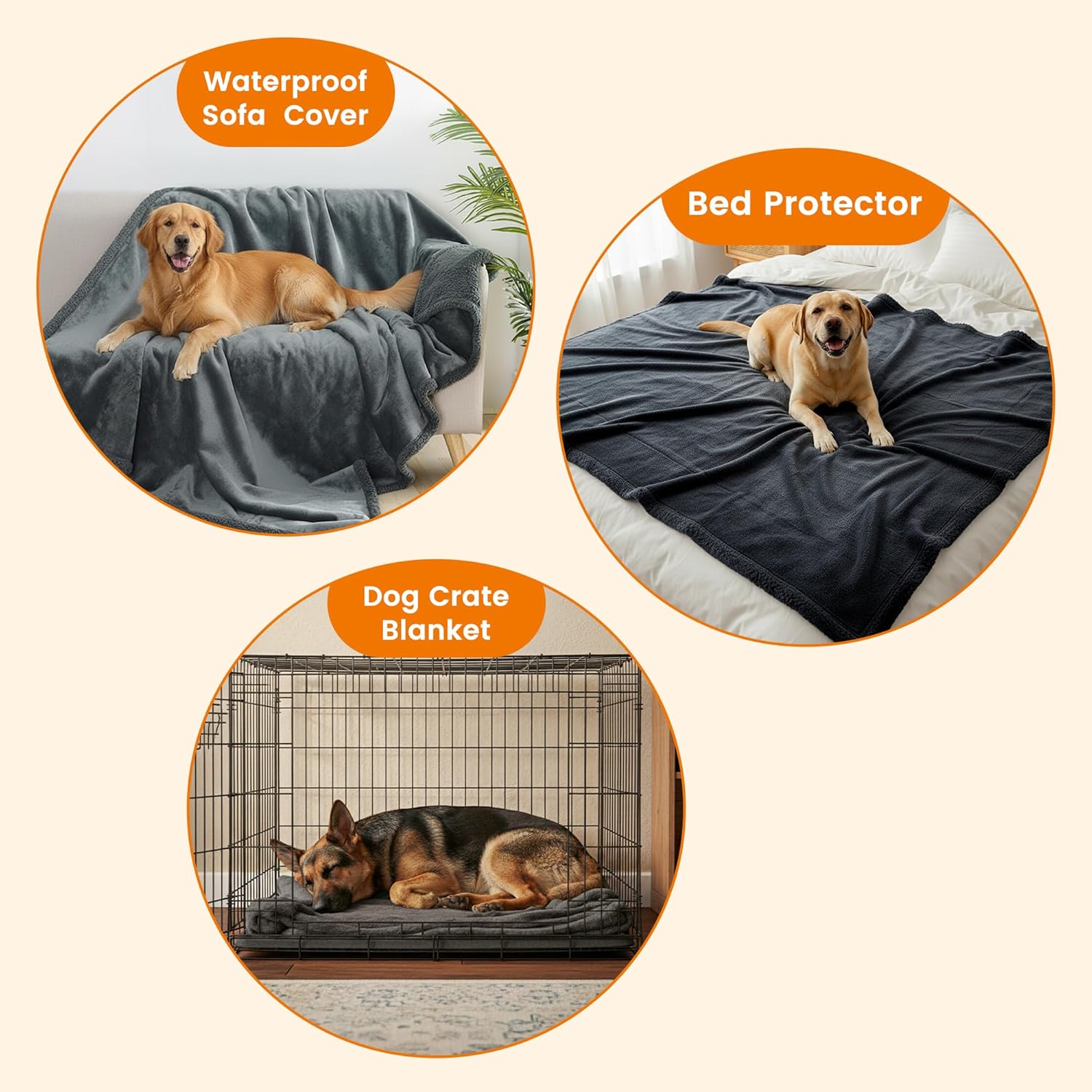 Thumbnail 6 de fireowl Dog Blanket Waterproof Washable – Ultra Soft Quick Dry Pet Throw, Extra Large 145x216cm (Grey)