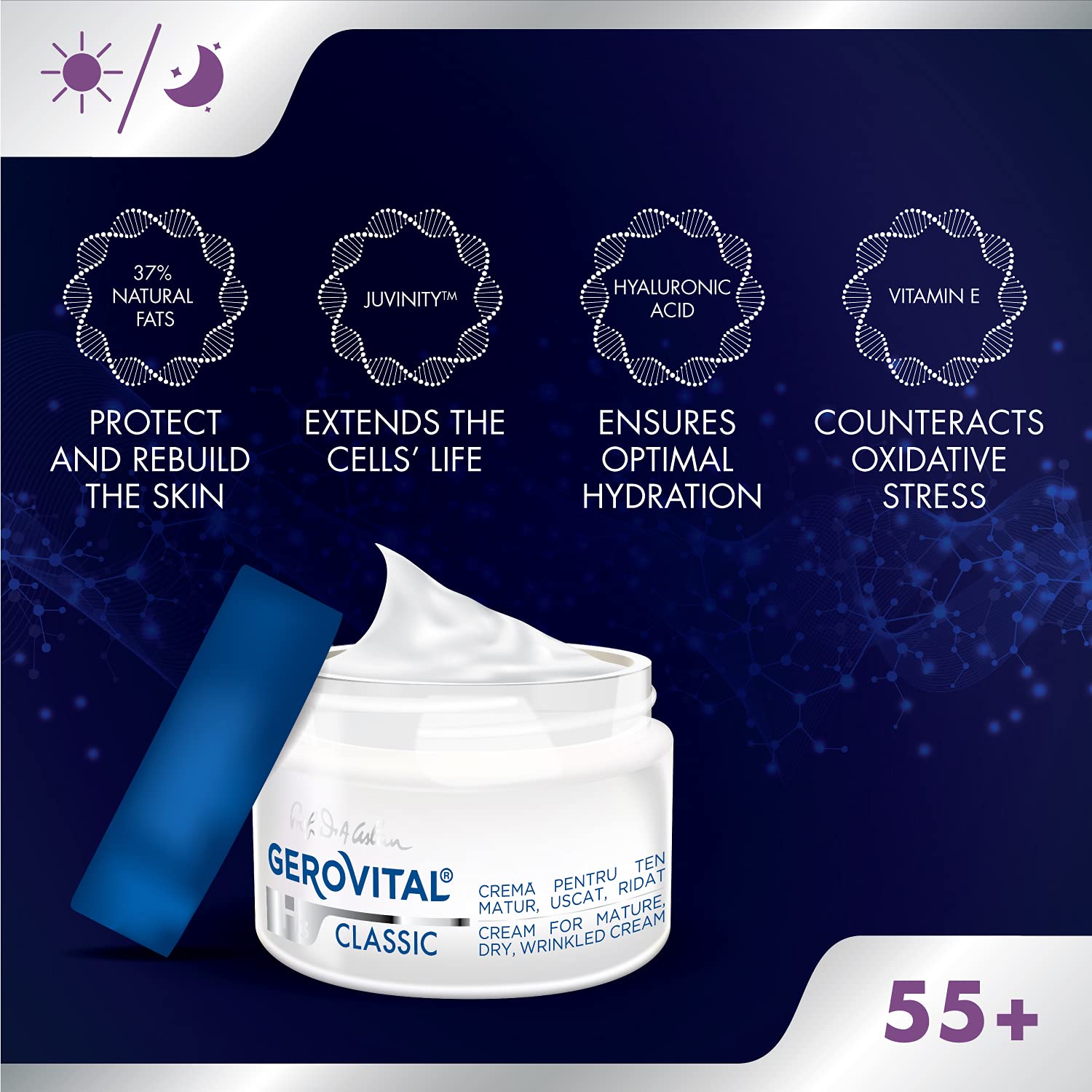 Detalle 2 de Gerovital H3 Classic Gesichtscreme mit Hyaluronsäure & Vitamin E (50 ml)