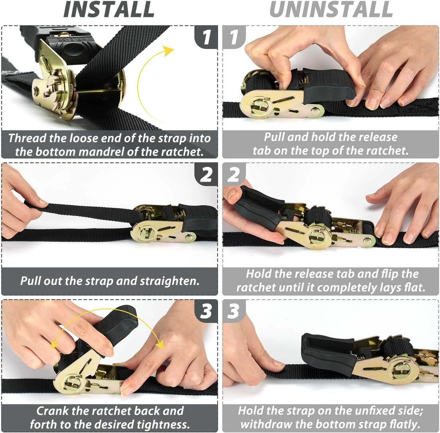 Thumbnail 4 de Ohuhu Ratchet Straps 4.6m 680kg 4 Pack