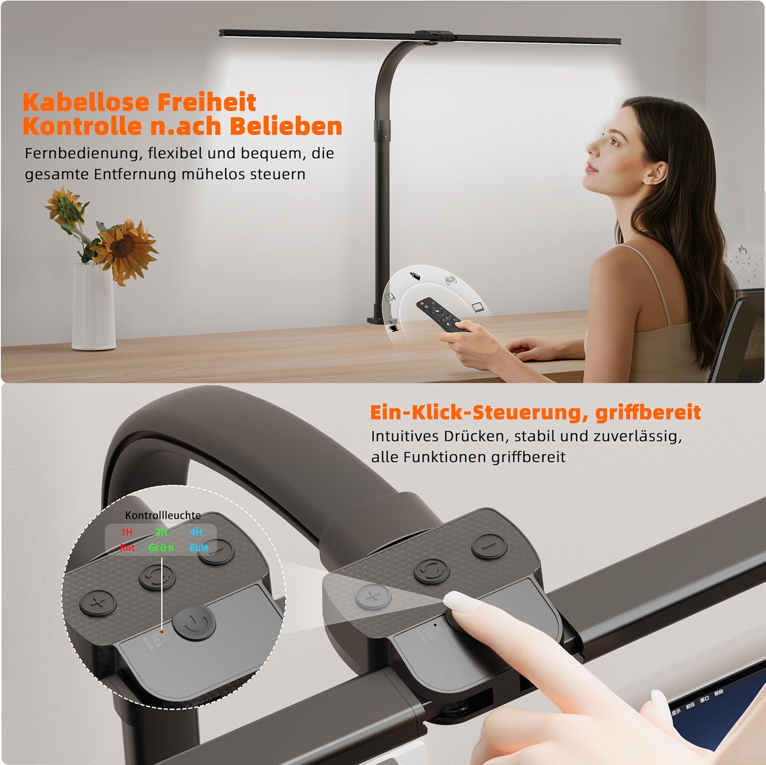 Thumbnail 1 de LOTTBUTY Doppelkopf Schreibtischlampe 24W 80cm