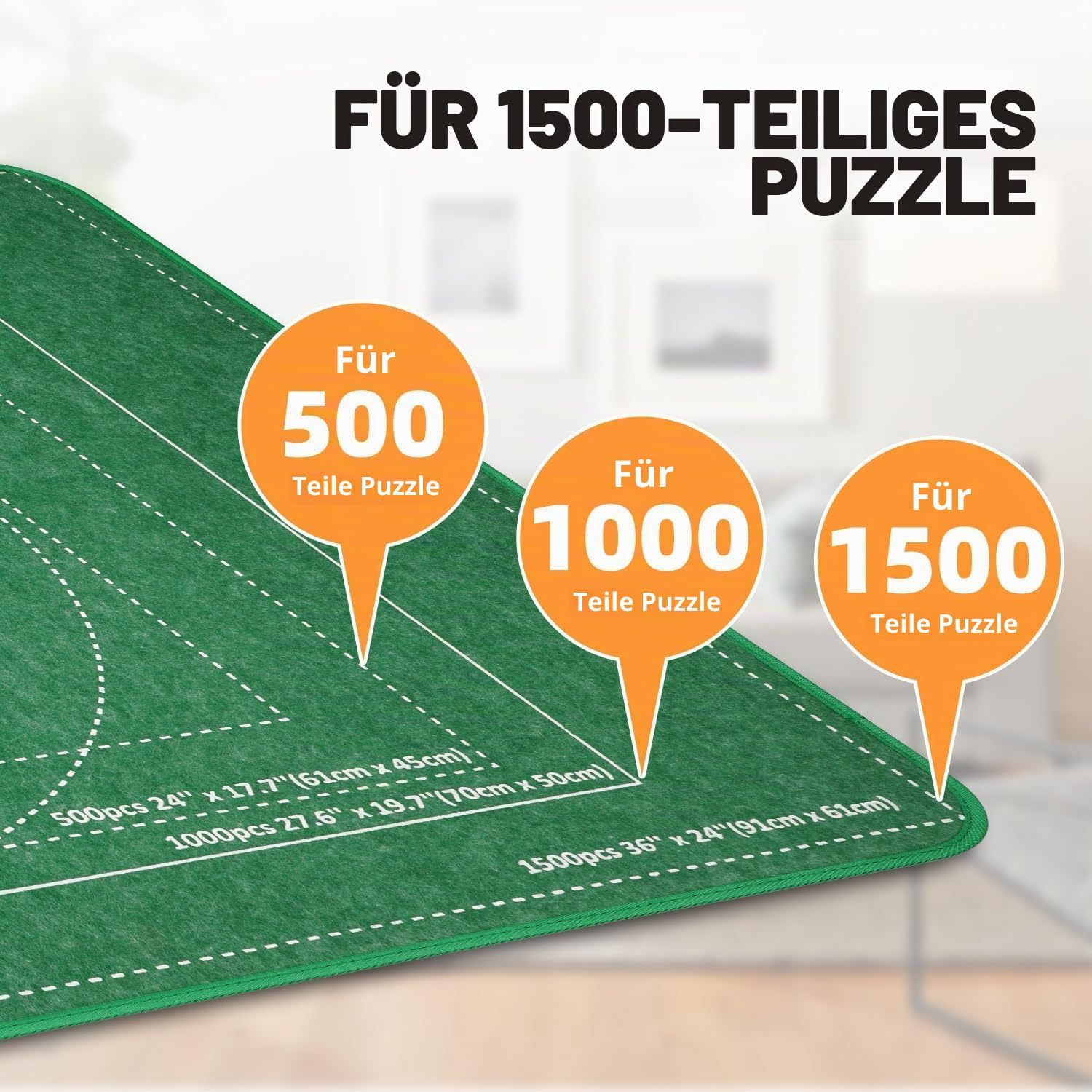 Thumbnail 1 de MOZOOSON faltbares Puzzlebrett für bis zu 1500 Teile – Tragbare Puzzlematte mit Staubschutz & 8 Sortierern