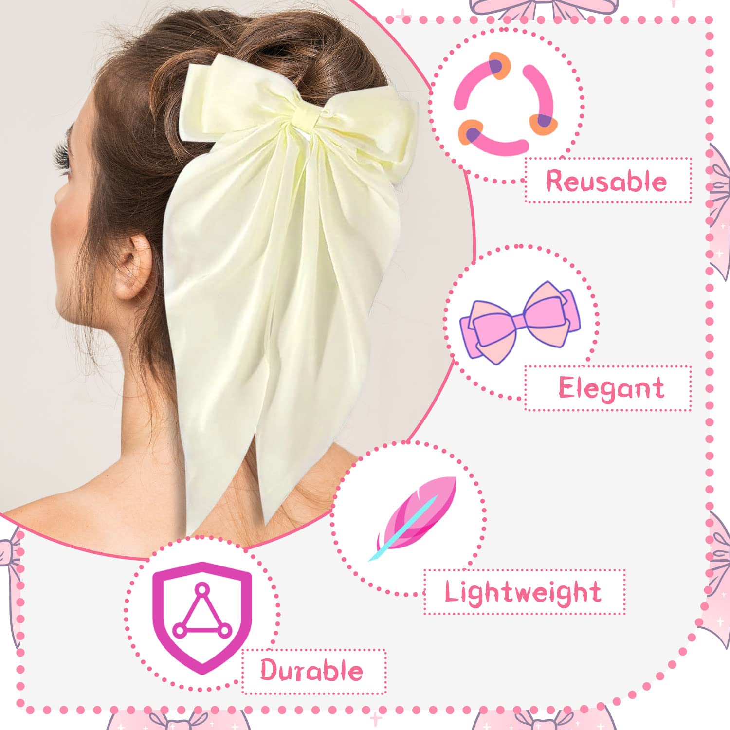 Thumbnail 5 de Haarspange mit Schleife 35 cm Cremeweiß