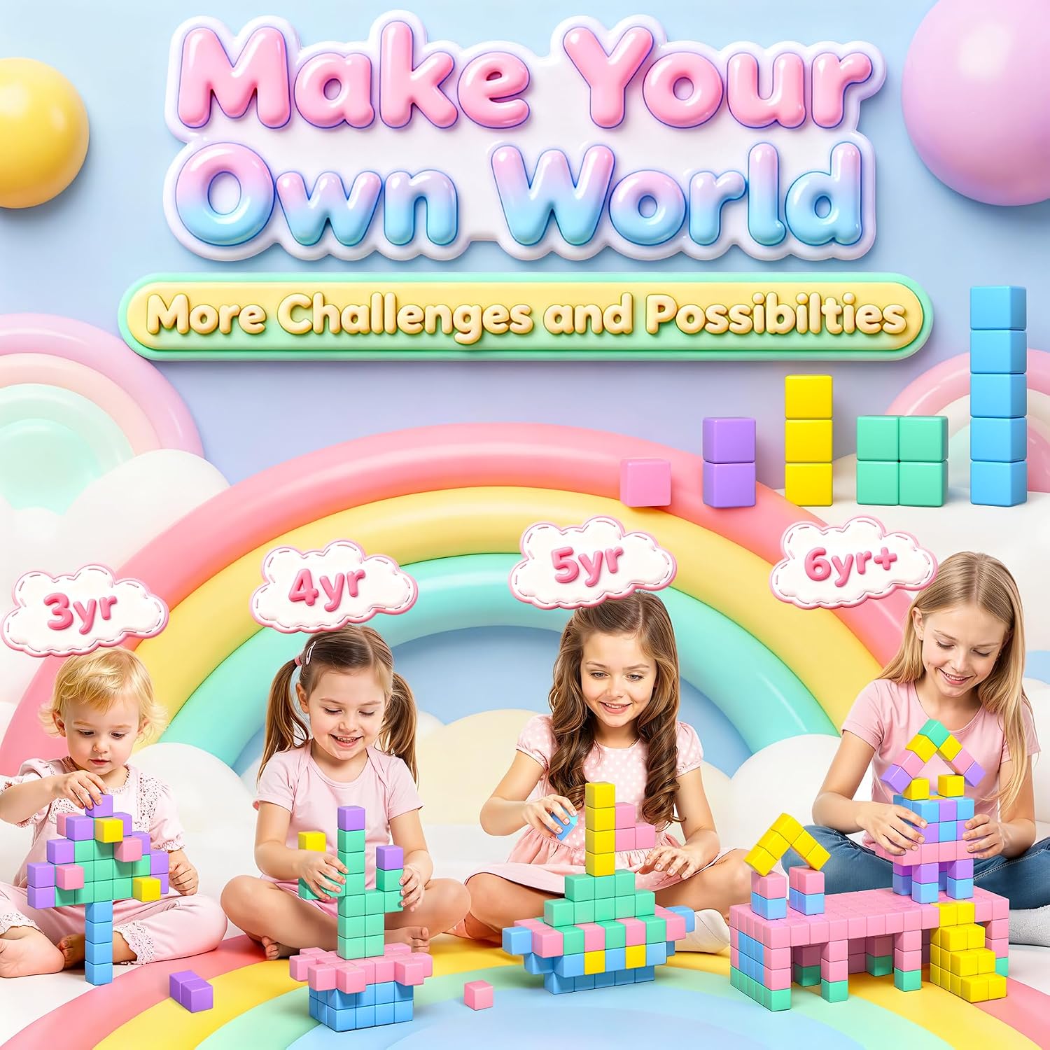 Detalle de COOLJOIN Magnetische Bausteine – 108 Teile Macaron Set mit Aufbewahrungstasche, kreatives Montessori Spielzeug für Mädchen 3–12 Jahre